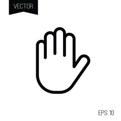 Obraz premium Stop hand vector isolated icon or sign. Black on white background.