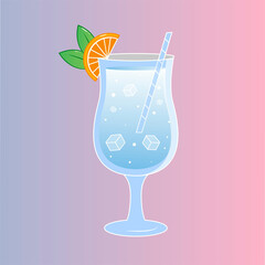 Vector cocktail, citrus, alcohol drink