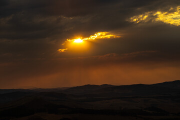 Sunset in the Ibitipoca mountains, city of Lima Duarte, State of Minas Gerais, Brazil