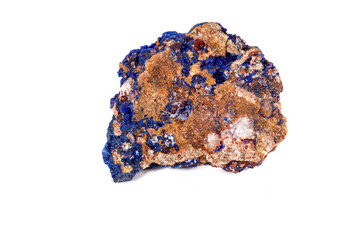 Macro mineral stone Malachite and Azurite against white background