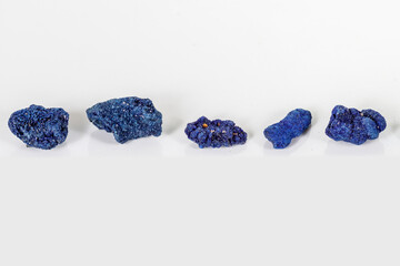 Macro mineral stone Malachite and Azurite against white background