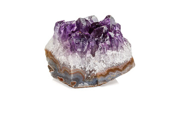 Amethyst Crystal Druse  macro mineral on white background