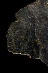 Macro Diopside mineral stone on black background