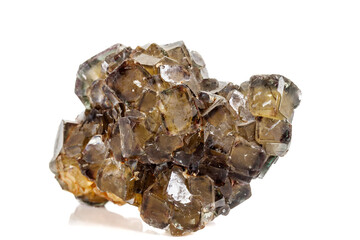 Macro stone mineral Fluorite on a white background