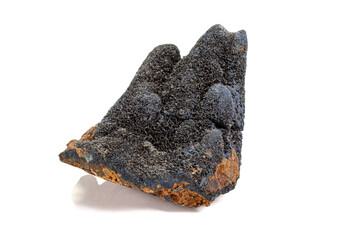 Macro stone mineral vivianite on a white background