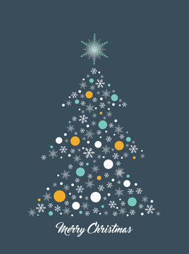 sparkly decorated christmas tree vector
