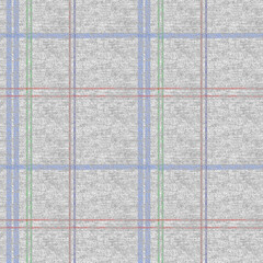 Fototapeta premium Seamless geometric checkered pattern of multicolored stripes on a gray textured background. Design of fabric, textiles, bed linen, tapestry, bedspreads, towels. Retro, rustic, old style.