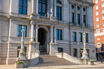 Providence City Hall was built in 1878 with Second Empire Baroque style at Kennedy Plaza at 25...