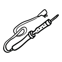 Soldering iron in doodle style. Isolated vector.