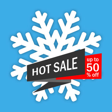 Christmas sales discount. Snowflake icon and banner, for advertising, print