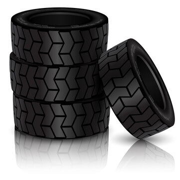 Automobile rubber whell. Black Realistic Car tire for suv