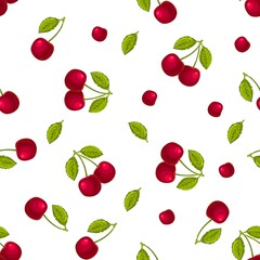 Pattern of cherries isolated on a white background