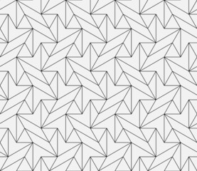 Pattern with thin lines and polygons forming a 3D surface. Stylish abstract geometric diamond texture. Seamless linear pattern for fabric, textile and wrapping. Modern stylish background.