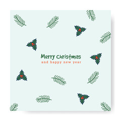 Naklejka na ściany i meble Merry Christmas Season Greeting Card Invitation with playfull hand drawn style design vector