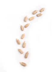 peeled sunflower seeds seeds isolated on white background