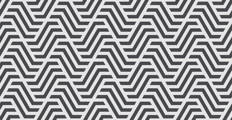 Pattern with wavy contrasting lines forming trendy geometric background. Seamless linear texture for textile, fabric and wrapping. Modern graphic design.