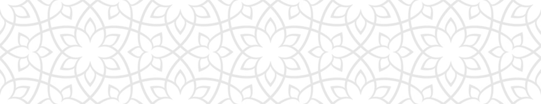 Pattern with floral and geometric elements. Intersecting curved bold stripes forming floral border. Vector background for design. Seamless Decorative lattice for textile, fabric and wrapping.