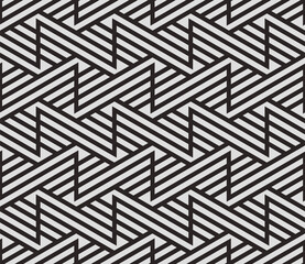Pattern with monochrome bold intersecting stripes. Seamless Abstract geometric hexagonal background. Geometric pattern for sun louver, textile and wrapping. Vector Decorative lattice design.