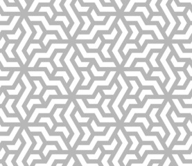 Pattern with monochrome bold intersecting stripes and chevrons. Seamless Abstract geometric hexagonal background. Geometric pattern for sun louver, textile and wrapping. Vector lattice design.