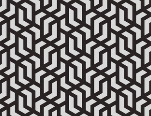 Pattern with crossing bold stripes and chevrons. Seamless design for textile, fabric and wrapping. Stylish vector lattice for louver. Abstract geometric background.