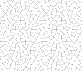 Seamless pattern with crossing curved lines on white background. Vector texture of cracked surface, broken glass. Linear design for textile, fabric and wallpaper. Geometric decorative lattice design.