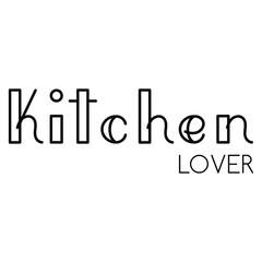 Kitchen lover lettering doodle handdrawn outline simple minimalistic flat design vector illustration isolated on white background