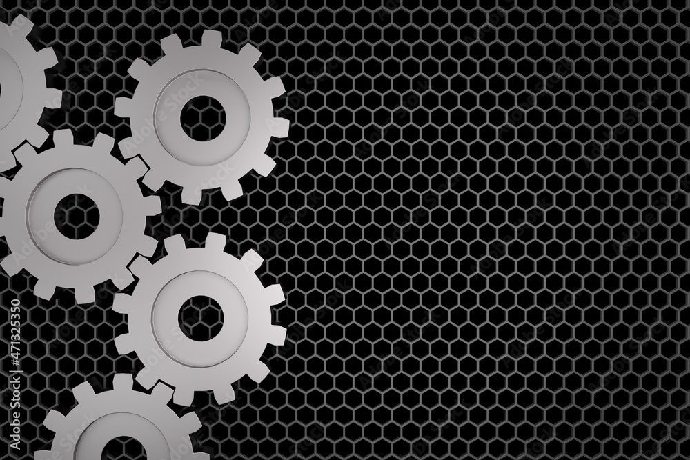 Wall mural minimal background of gear. 3d rendering.
