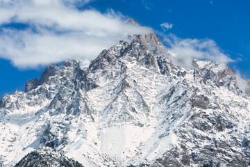 Himalaya mountain landscape also known as the Kinnaur Kailash range as viewed on trek to Kaza Himachal Pradesh, India