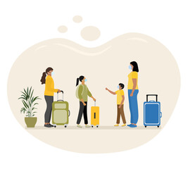 Vector Travel People Tourist Children Suitcase