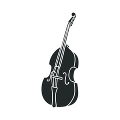 Obraz na płótnie Canvas Double Bass Icon Silhouette Illustration. Music Instrument Vector Graphic Pictogram Symbol Clip Art. Doodle Sketch Black Sign.