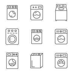 Washing machine icons set.Washing machine pack symbol vector elements for infographic web