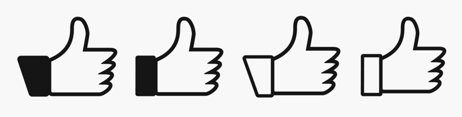 Set thumb up icon vector. Finger up symbol. I like signs,  like it, Yes, good sign isolated vector