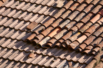 close up of old roof