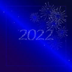 Fototapeta na wymiar new year text and numbers of the year on the milky way background and fireworks