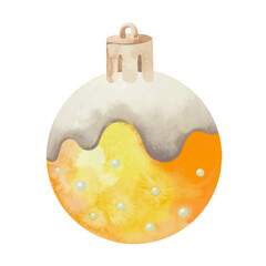 Watercolor colorful and festive Christmas ball decoration