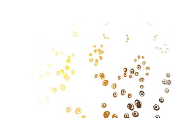 Light Yellow, Orange vector background with bubbles.