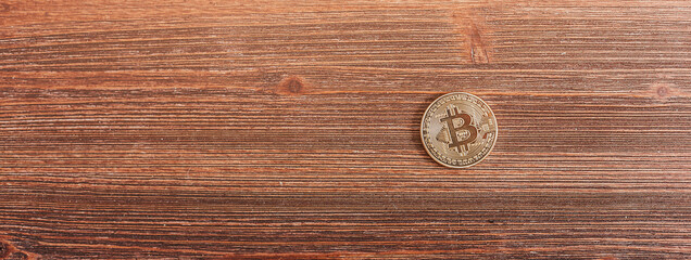 Fototapeta na wymiar Banner web Bitcoin. Crypto coin. Moneta digitale 