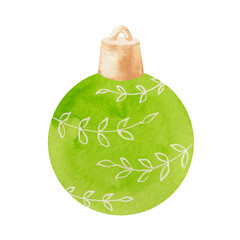 Watercolor colorful and festive Christmas ball decoration