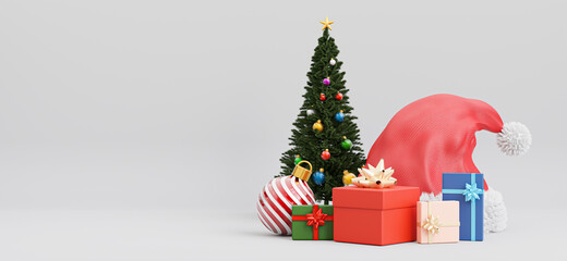 christmas hat with tree for christmas concept.