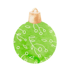 Watercolor colorful and festive Christmas ball decoration