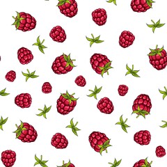 Raspberry pattern isolated on a white background