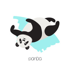 Panda on the background with a brushstroke. Vector flat image of an animal. Isolated on white background