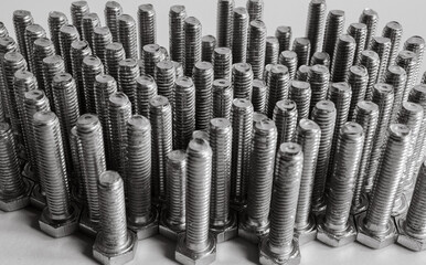 Metal screws, fixation ,bolt , on neutral background