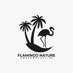 Flamingo nature logo design vector
