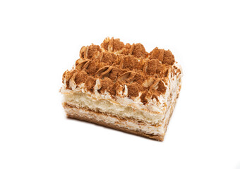 tiramisu cake isolated on a white background