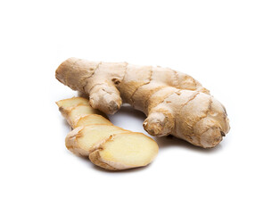 Fresh ginger root isolated on a white background