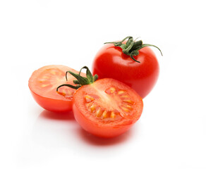Red cherry tomatoes  isolated on a white background