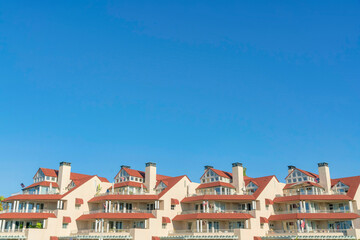 Complex residential buildings with layered decks at Coronado, San Diego, California