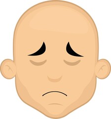 Vector illustration of a cartoon bald man's face with a sad expression