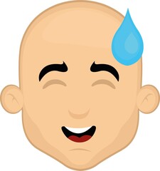 Vector illustration of a cartoon bald man's face with an embarrassed expression and a drop of sweat on his head